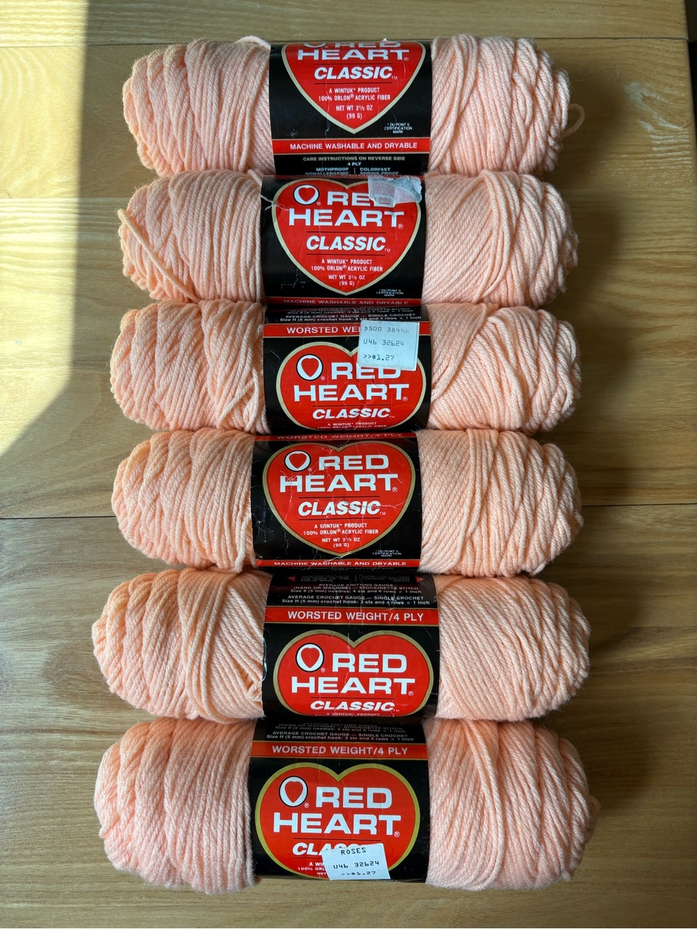 Vintage Red Heart Classic Yarn - 6 Skeins - “Sea Coral”